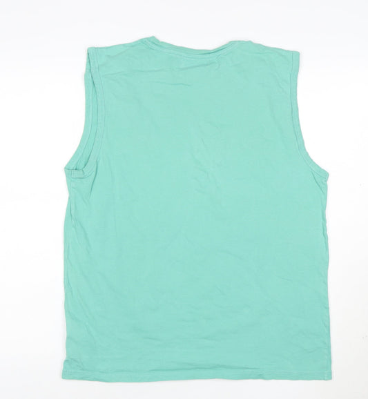 Pierre Cardin Men's Green Sleeveless Cotton Crew Neck T-Shirt Size L