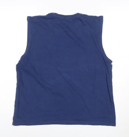 Pierre Cardin Men's Blue Sleeveless Crew Neck Cotton T-Shirt M