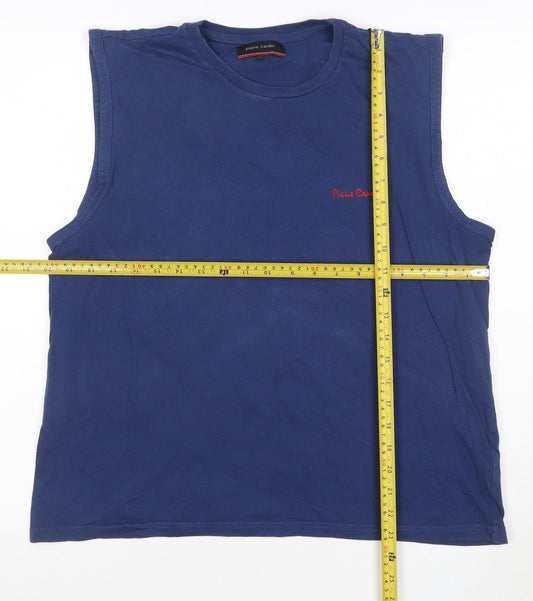 Pierre Cardin Men's Blue Sleeveless Crew Neck Cotton T-Shirt M