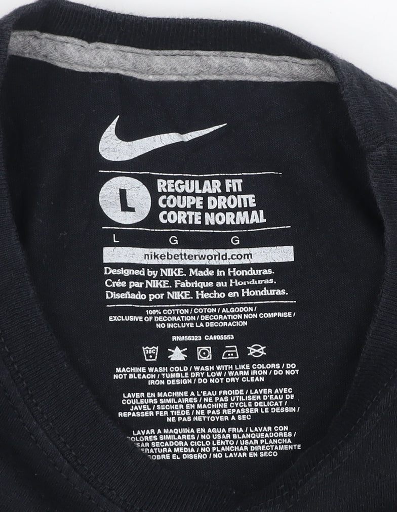Nike Men's Black Regular Fit Cotton Graphic Sports T-Shirt Size L