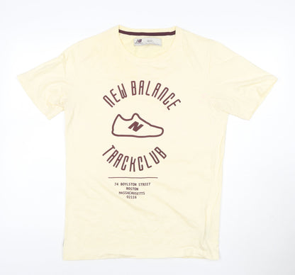 New Balance Men's Beige Track Club Cotton Crew Neck T-Shirt Medium