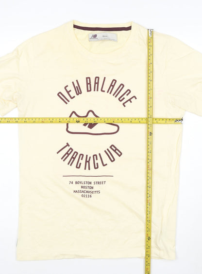 New Balance Men's Beige Track Club Cotton Crew Neck T-Shirt Medium