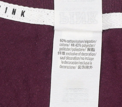 Victoria's Secret PINK Womens Purple V-Neck Short Sleeve T-Shirt Size S