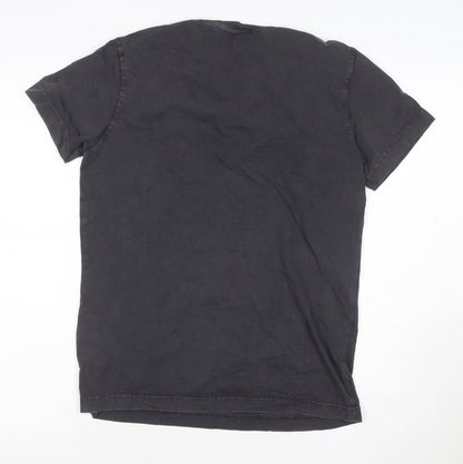 Diesel Mens Black Graphic Print Crew Neck Cotton T-Shirt XS