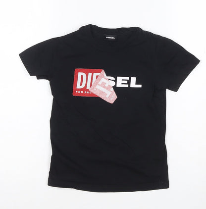 Diesel Boys Black Cotton Logo Short Sleeve T-Shirt 6 Years