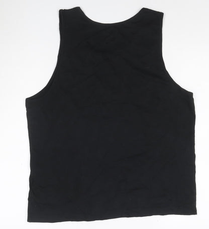 Reebok Womens Black L Tank Top Cotton Blend Sleeveless Sports Vest