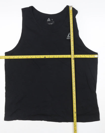 Reebok Womens Black L Tank Top Cotton Blend Sleeveless Sports Vest