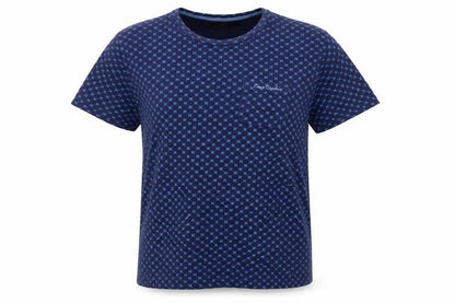Front view of Pierre Cardin Blue Geometric Cotton T-Shirt L unisex adults