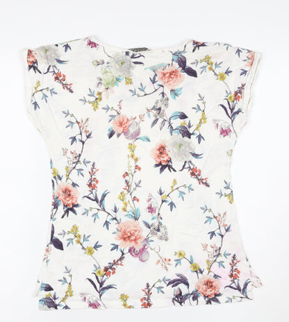 Oasis Women’s Multicoloured Floral Cotton T-Shirt Size S