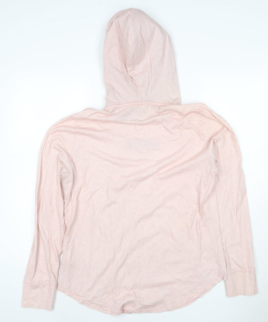 Hollister Women Pink Hooded Pullover Hoodie Size 10 Cotton Casual