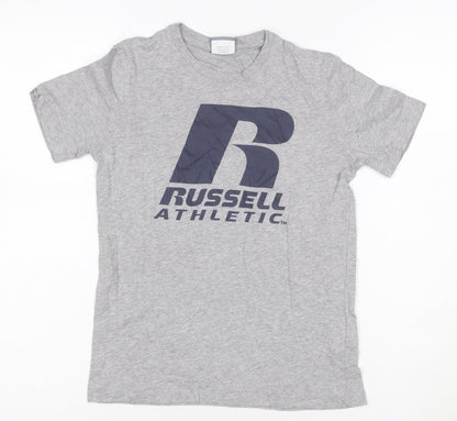 Russell Athletic Boys Grey Logo T-Shirt 9-10 Years Short Sleeve Sports Tee