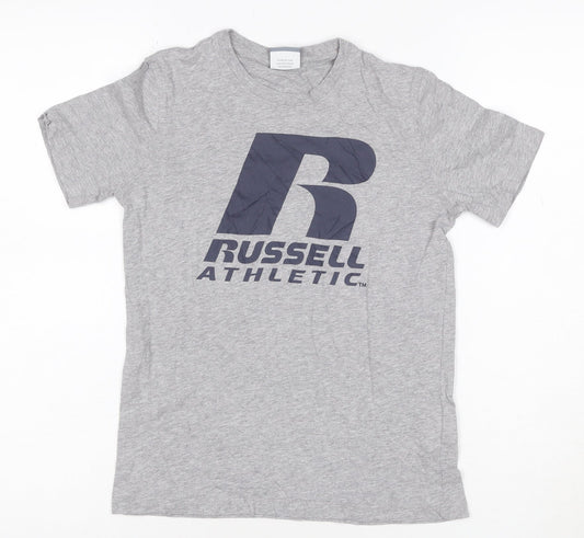 Russell Athletic Boys Grey Logo T-Shirt 9-10 Years Short Sleeve Sports Tee
