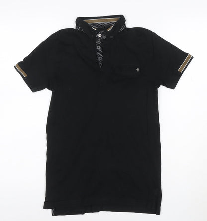 Next Boys Black 12 Years Polo Shirt Button-Down Collar 100% Cotton
