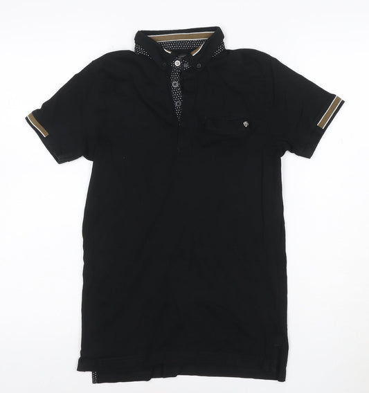 Next Boys Black 12 Years Polo Shirt Button-Down Collar 100% Cotton