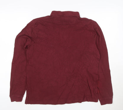 Lyle & Scott Men's Red Long Sleeve Cotton Polo Shirt Size S