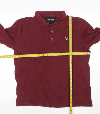 Lyle & Scott Men's Red Long Sleeve Cotton Polo Shirt Size S