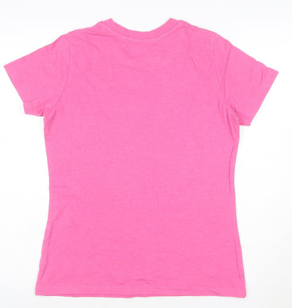 Lee Cooper Womens Pink Floral Logo T-Shirt Size 12