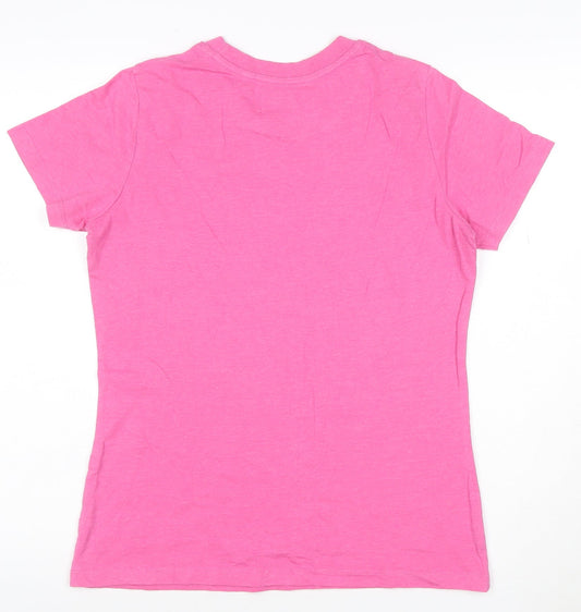 Lee Cooper Womens Pink Floral Logo T-Shirt Size 12