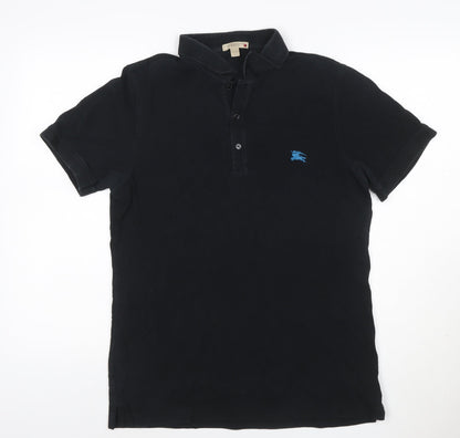 Burberry Brit Men's Black Cotton Polo Shirt Size L Short Sleeve