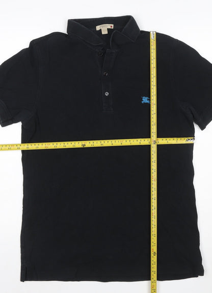 Burberry Brit Men's Black Cotton Polo Shirt Size L Short Sleeve