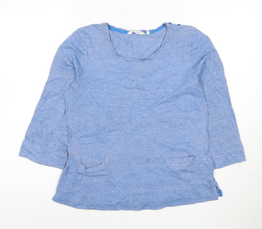Seasalt Cornwall Women Blue 3/4 Sleeve Organic Cotton Tunic Top UK 12