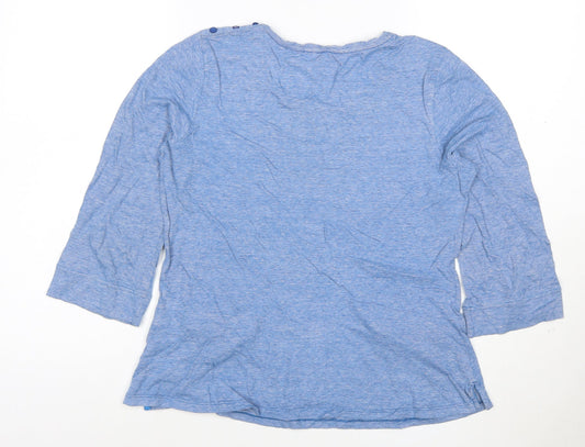 Seasalt Cornwall Women Blue 3/4 Sleeve Organic Cotton Tunic Top UK 12