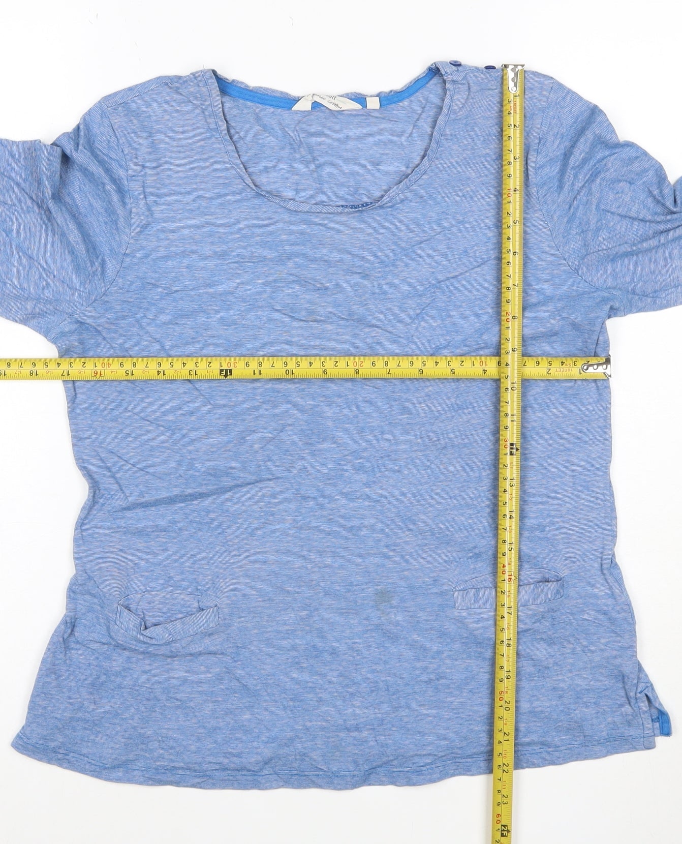 Seasalt Cornwall Women Blue 3/4 Sleeve Organic Cotton Tunic Top UK 12