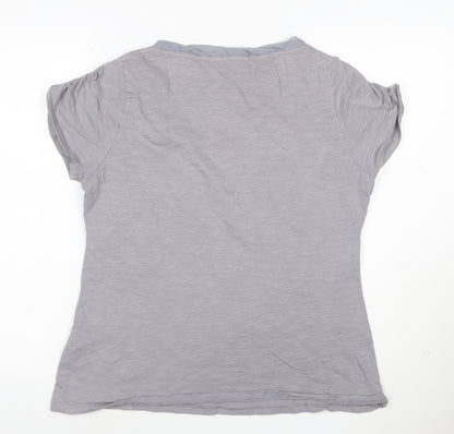 Rocha John Rocha Women's Grey Embroidered Floral T-Shirt Size 16