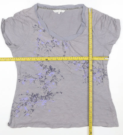 Rocha John Rocha Women's Grey Embroidered Floral T-Shirt Size 16