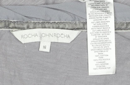 Rocha John Rocha Women's Grey Embroidered Floral T-Shirt Size 16