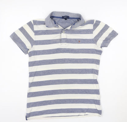 Gant Men's Blue Striped Cotton Polo Shirt Size S Regular Fit