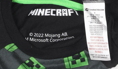 Minecraft Boys Black Long Sleeve Creeper Graphic Polyester T-Shirt 7-8 Years