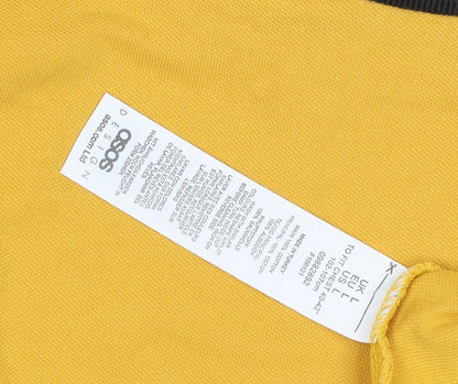 ASOS Design Men's Yellow Crew Neck Short Sleeve T-Shirt Size L