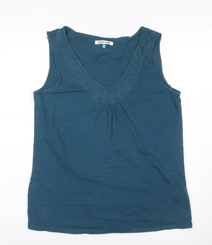 White Stuff Womens Blue V-Neck Sleeveless Cotton Top Size 12