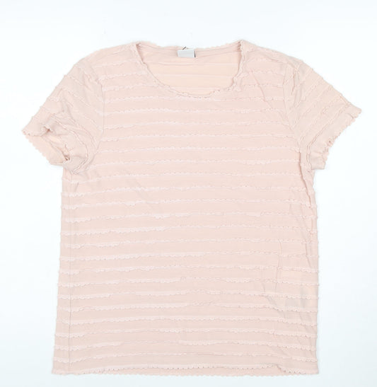 Vero Moda Womens Pink Short Sleeve Ruffle Jersey T-Shirt M