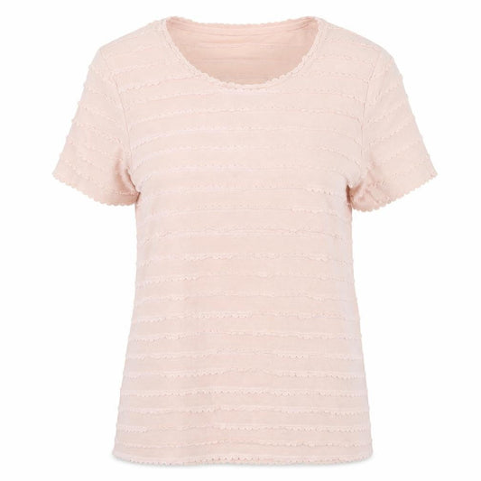 Vero Moda Womens Pink Short Sleeve Ruffle Jersey T-Shirt M