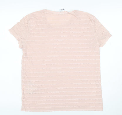 Vero Moda Womens Pink Short Sleeve Ruffle Jersey T-Shirt M