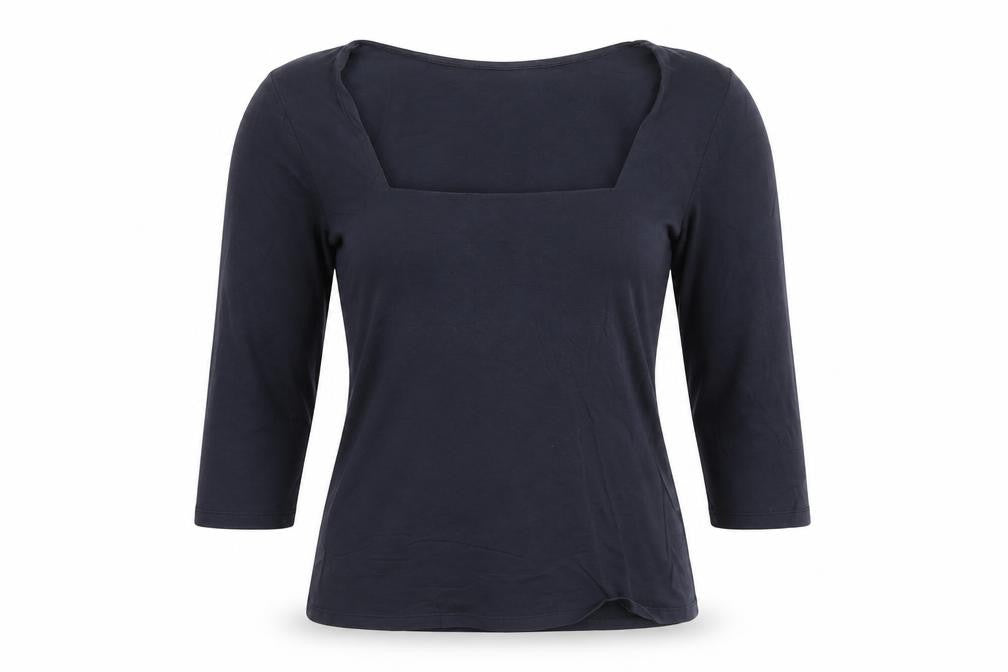 Laura Ashley Women's Blue 3/4 Sleeve Cotton Jersey T-Shirt UK 14