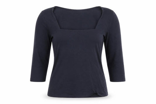Laura Ashley Women's Blue 3/4 Sleeve Cotton Jersey T-Shirt UK 14