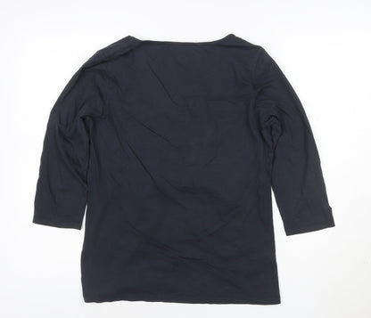 Laura Ashley Women's Blue 3/4 Sleeve Cotton Jersey T-Shirt UK 14