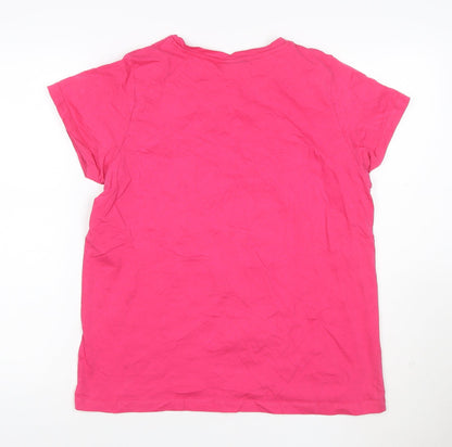 Slazenger Womens Pink V-Neck Short Sleeve Cotton T-Shirt Size 14