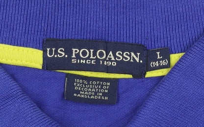 U.S. Polo Assn. Women's Blue Cotton Polo Shirt Size L