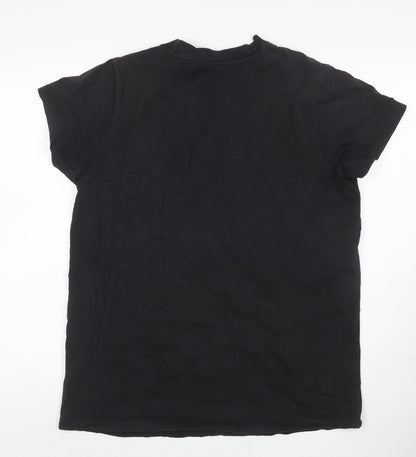 adidas Men Black Short Sleeve Cotton Crew Neck Graphic Logo T-Shirt S