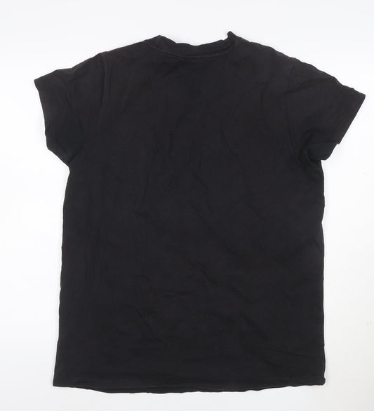 adidas Men Black Short Sleeve Cotton Crew Neck Graphic Logo T-Shirt S