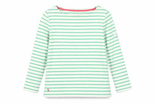 Joules Women Green Striped Long Sleeve Nautical Cotton Top Size 10