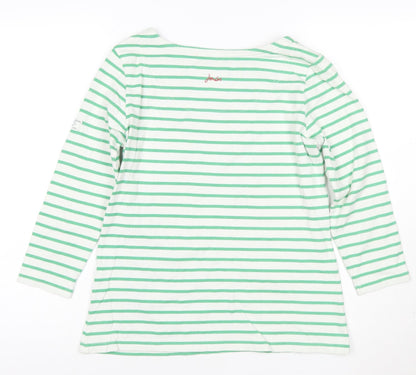 Joules Women Green Striped Long Sleeve Nautical Cotton Top Size 10