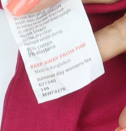 Mountain Warehouse Women's Pink UK6 Cotton Stretch Summer T-Shirt