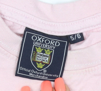 Oxford University Girls Pink T-Shirt 5-6 Years 100% Cotton Casual Tee