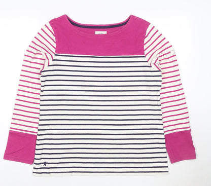 Joules Womens Multicoloured Striped Long Sleeve Cotton T-Shirt Size 14