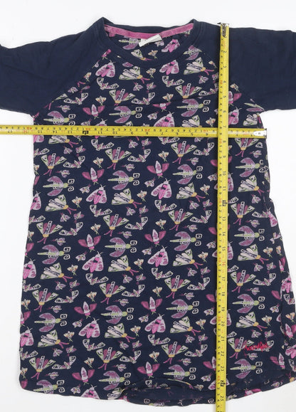 Weird Fish Girls Blue 9-10 Years Long Sleeve T-Shirt Dress Butterfly Print